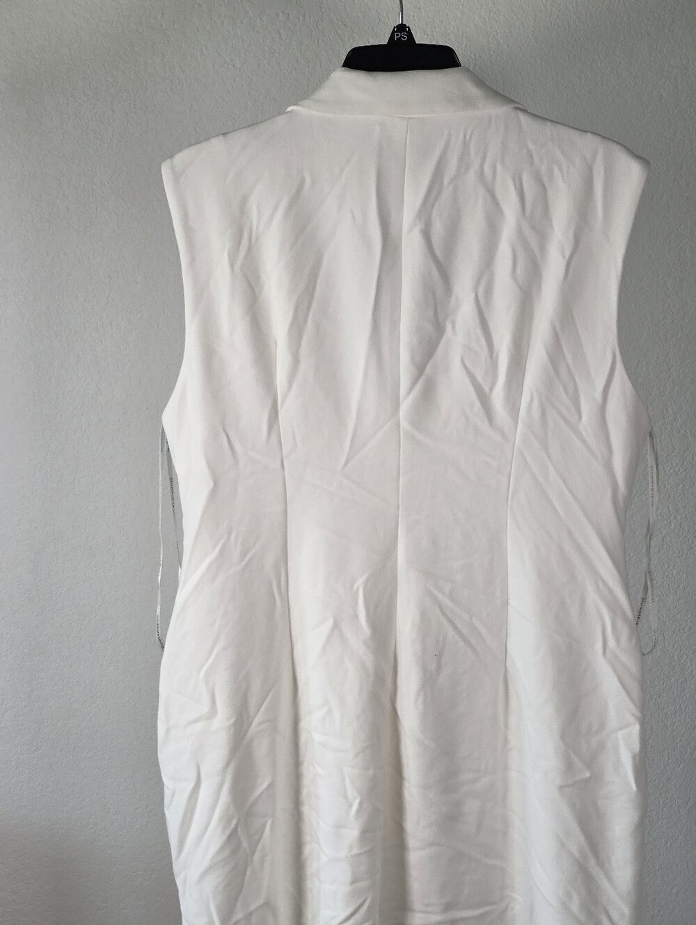 Donna Karan New York NWT White Gold Button Vest Maxi Dress Size 14 $199 No Chain - Picture 11 of 12